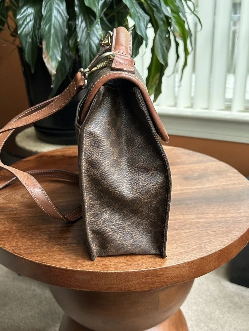 CELINE Macadam Two Way Satchel, Shoulder Bag, Brown